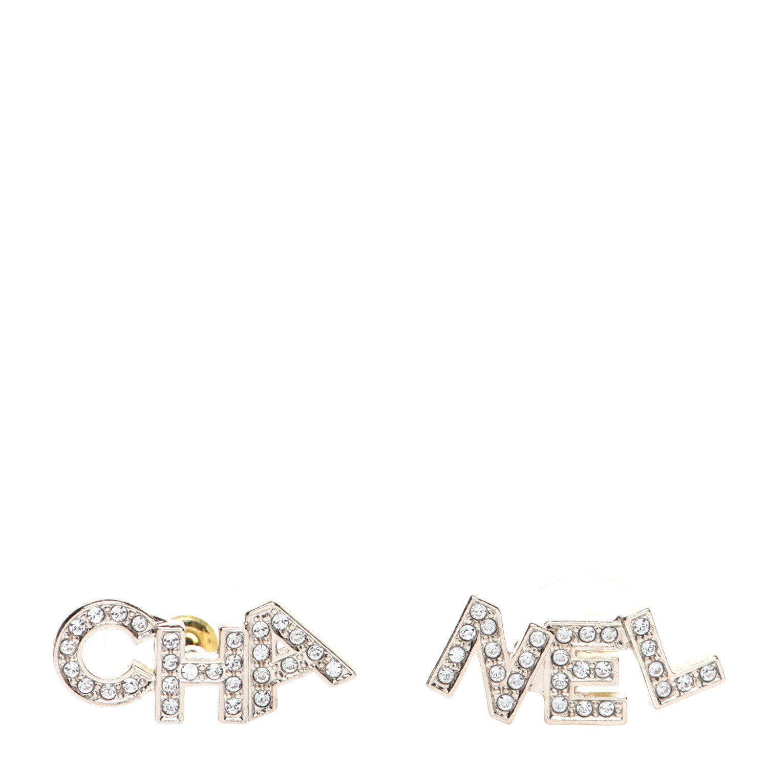 Chanel Crystal Pearl Signature Stud Earrings Gold 1 of 9