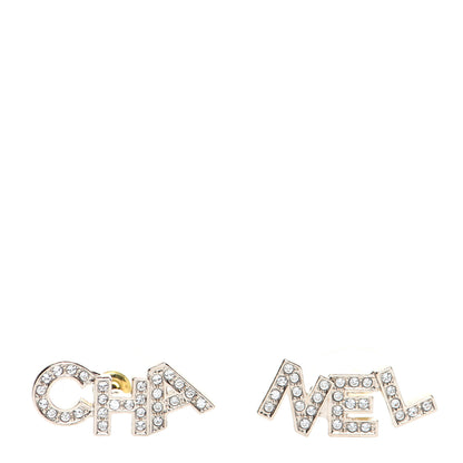 Chanel Crystal Pearl Signature Stud Earrings Gold 1 of 9