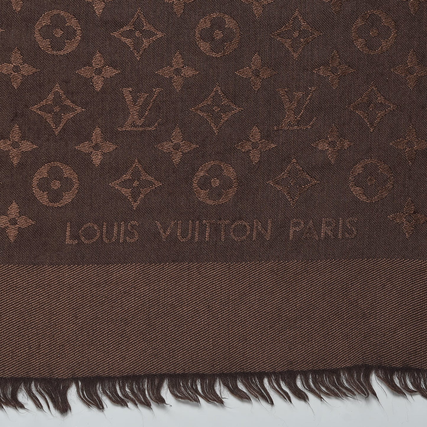 Silk Lurex Wool Monogram Shine Shawl Brown