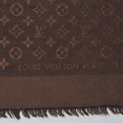 Louis Vuitton Silk Lurex Wool Monogram Shine Shawl Brown 5 of 7