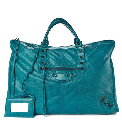 Balenciaga Agneau Classic Hardware Weekender Turquoise 1 of 23