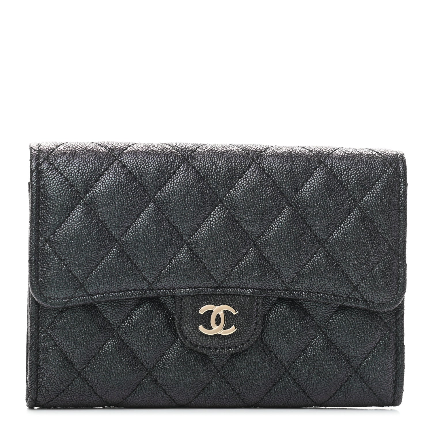 Chanel Iridescent Caviar Quilted Medium Flap Wallet Black 1 of 8