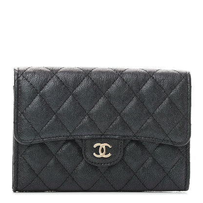 Chanel Iridescent Caviar Quilted Medium Flap Wallet Black 1 of 8