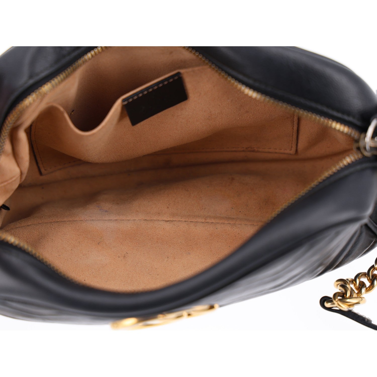 Gucci Calfskin Matelasse Small GG Marmont Chain Shoulder Bag Black 5 of 10