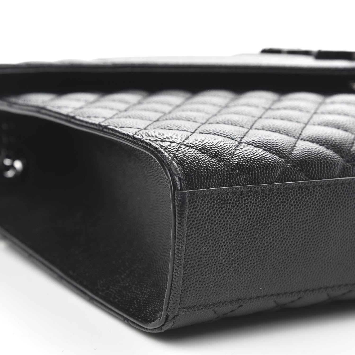 Saint Laurent Grain De Poudre Textured Mixed Matelasse Large Triquilt Monogram Monochrome Satchel Black 8 of 9