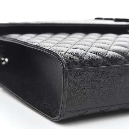 Saint Laurent Grain De Poudre Textured Mixed Matelasse Large Triquilt Monogram Monochrome Satchel Black 8 of 9