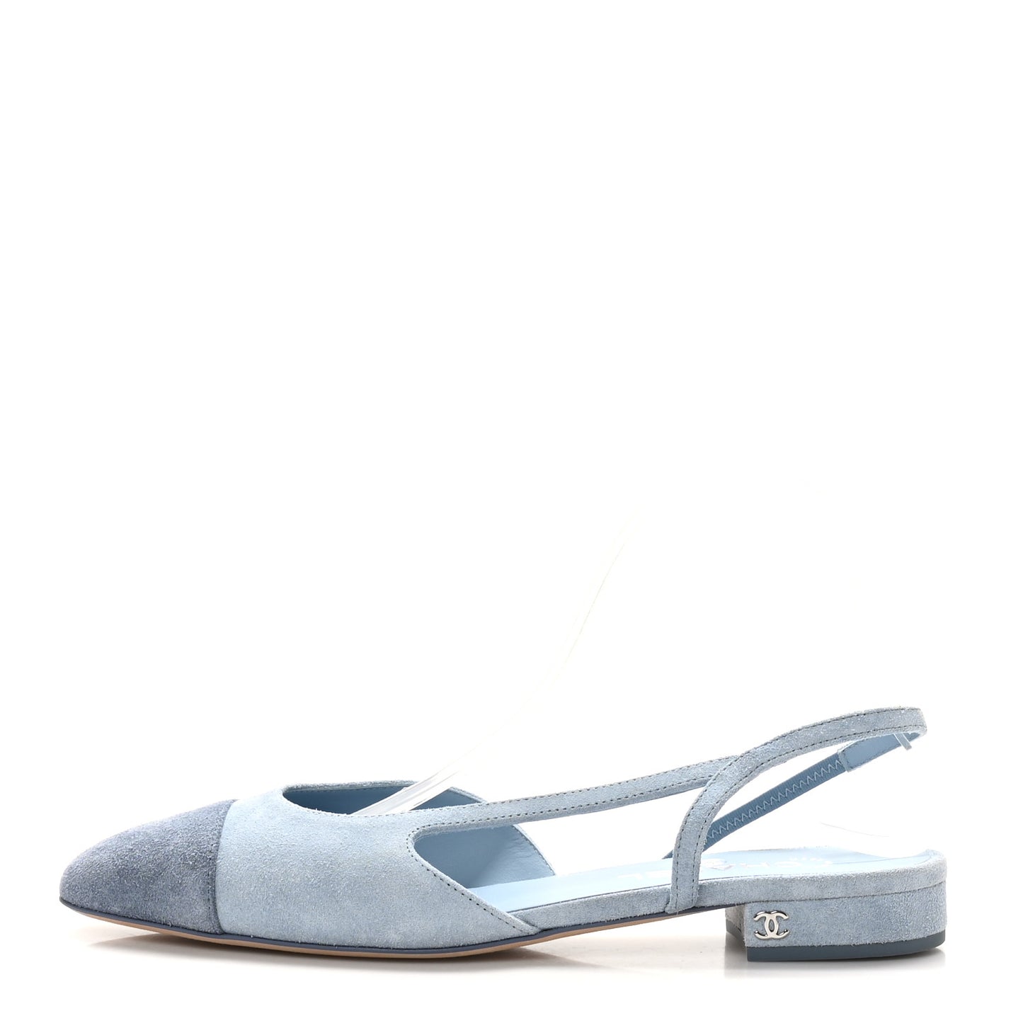 Suede Cap Toe CC Slingback Pumps 40 Light Blue