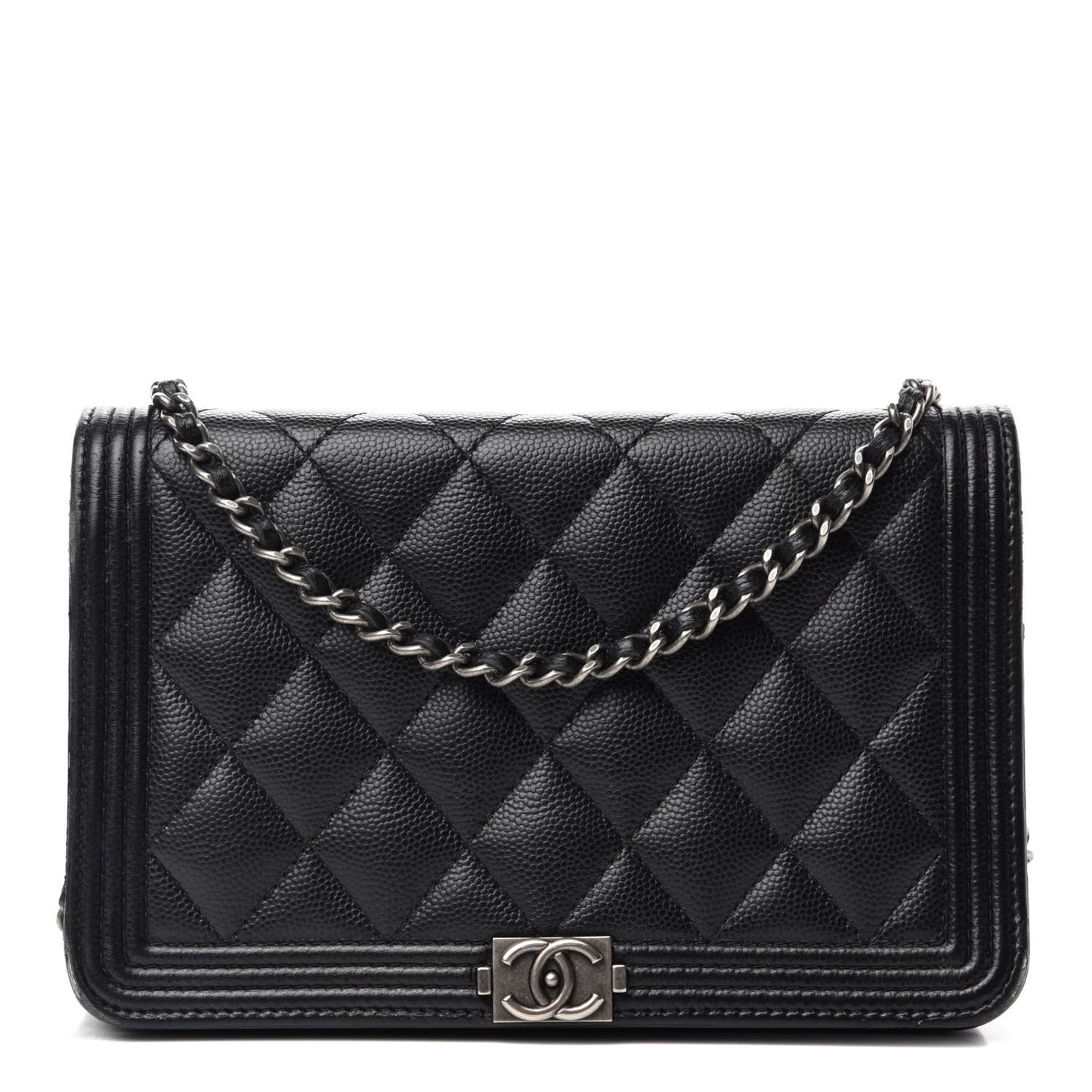 Caviar Quilted Boy Wallet On Chain WOC Black