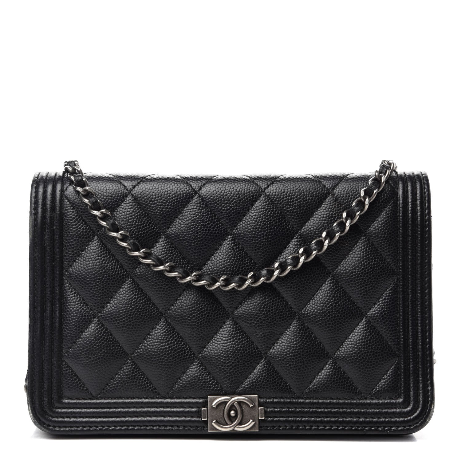 Chanel Caviar Quilted Boy Wallet On Chain WOC Black 1 of 14