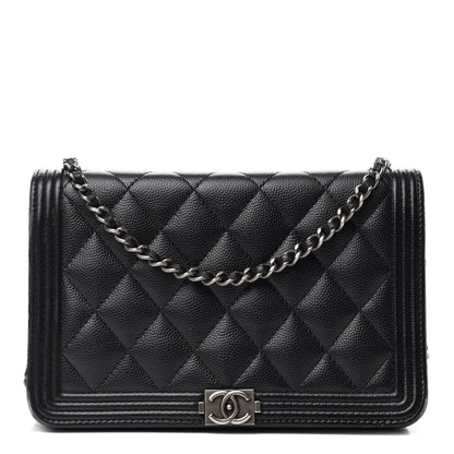 Chanel Caviar Quilted Boy Wallet On Chain WOC Black 1 of 14