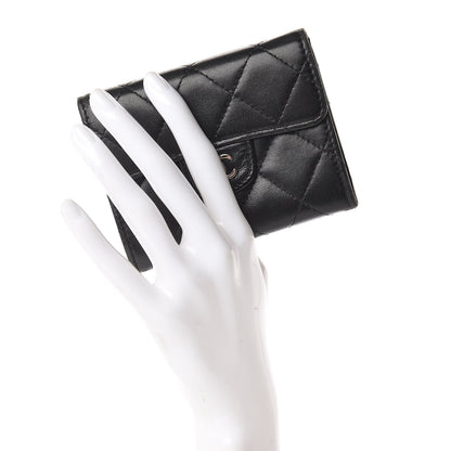 Chanel Lambskin Quilted Flap Card Holder Wallet Black 2 of 13