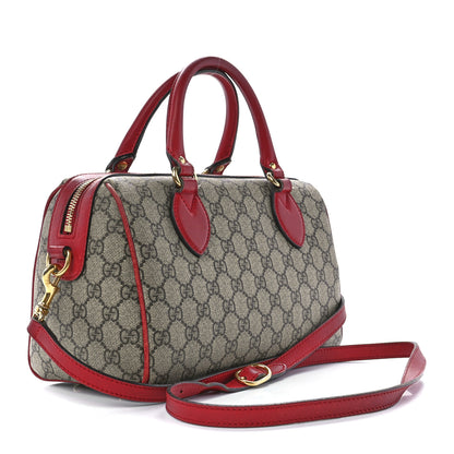 Gucci GG Supreme Monogram Kingsnake Heart Embroidered Small Boston Red 3 of 13