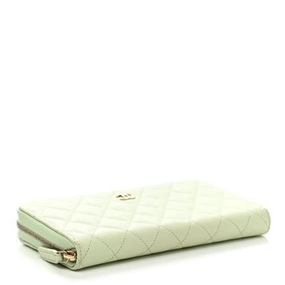 Chanel Caviar Quilted Large Gusset Zip Around Wallet Light Green 4 of 10