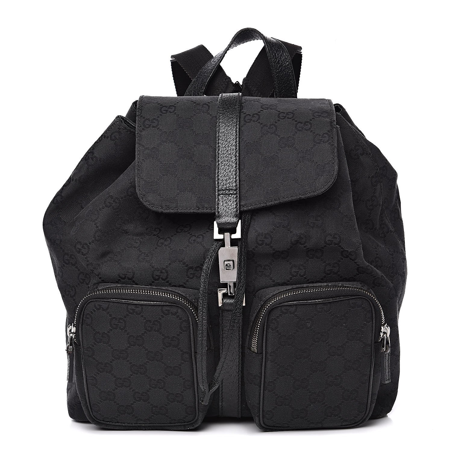 Gucci GG Monogram Single Buckle Backpack Black 1 of 14
