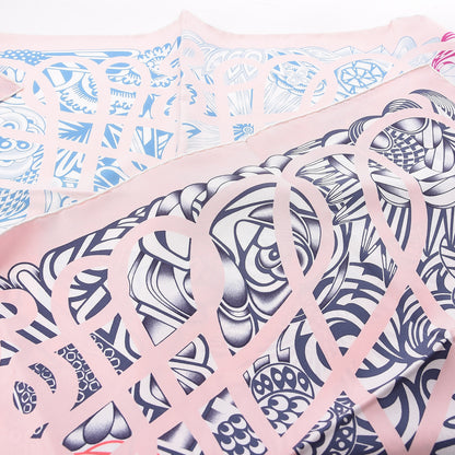 Hermes Silk Reverie Solitaire Scarf 90 Rose Pale Bleu Fuchsia 10 of 10