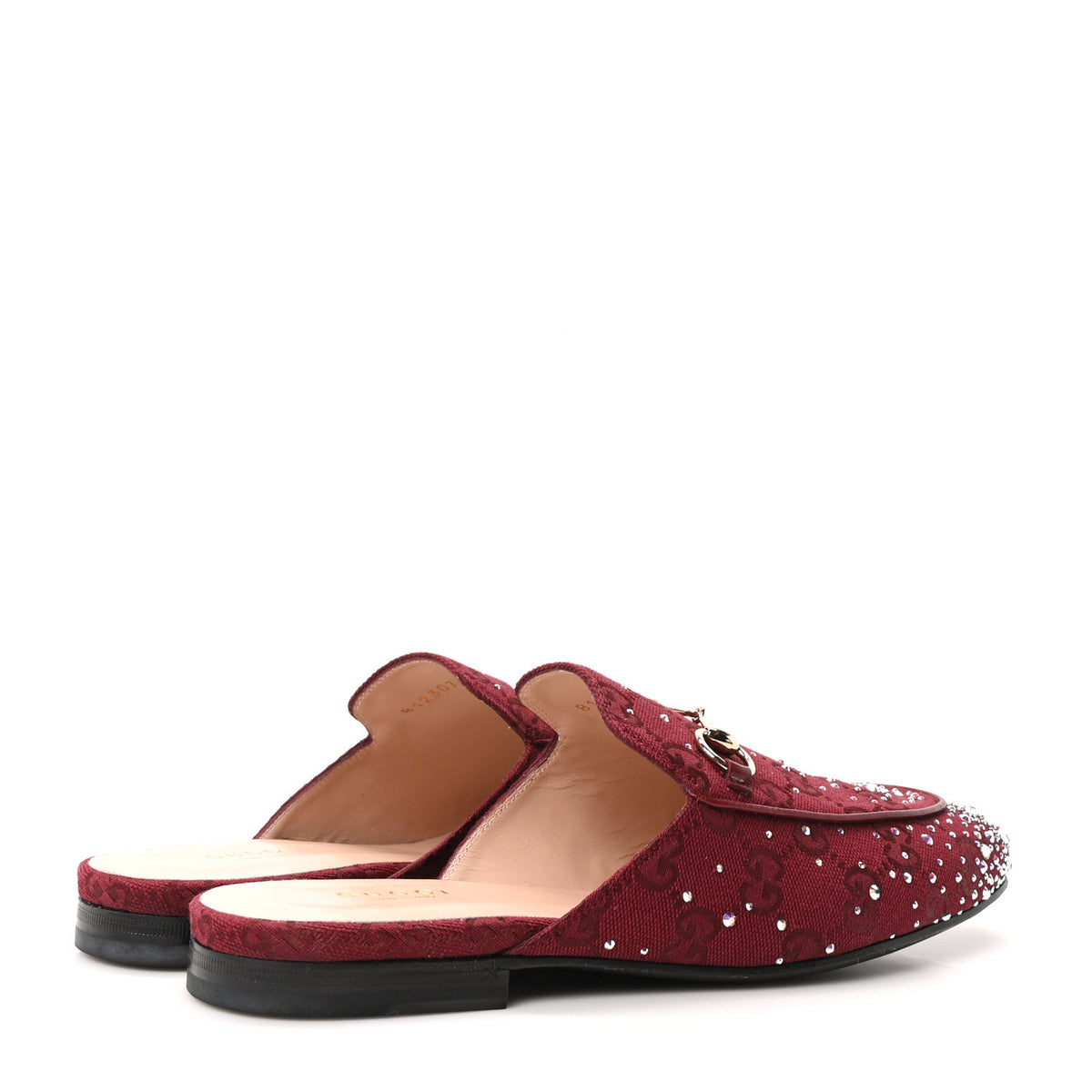 Crystal Canvas GG Monogram Nappa Womens Princetown Slippers 39 Rosso Ancora