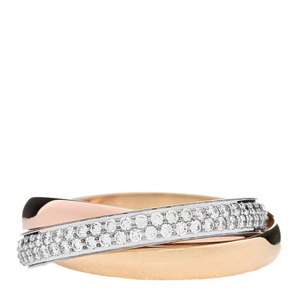 Cartier 18K White Yellow Pink Gold Diamond Small Trinity Paved Ring 52 6 3 of 5