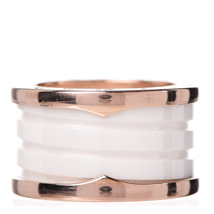Bulgari 18K Rose Gold White Ceramic B.Zero1 Four-Band Ring 50 5.25 1 of 6