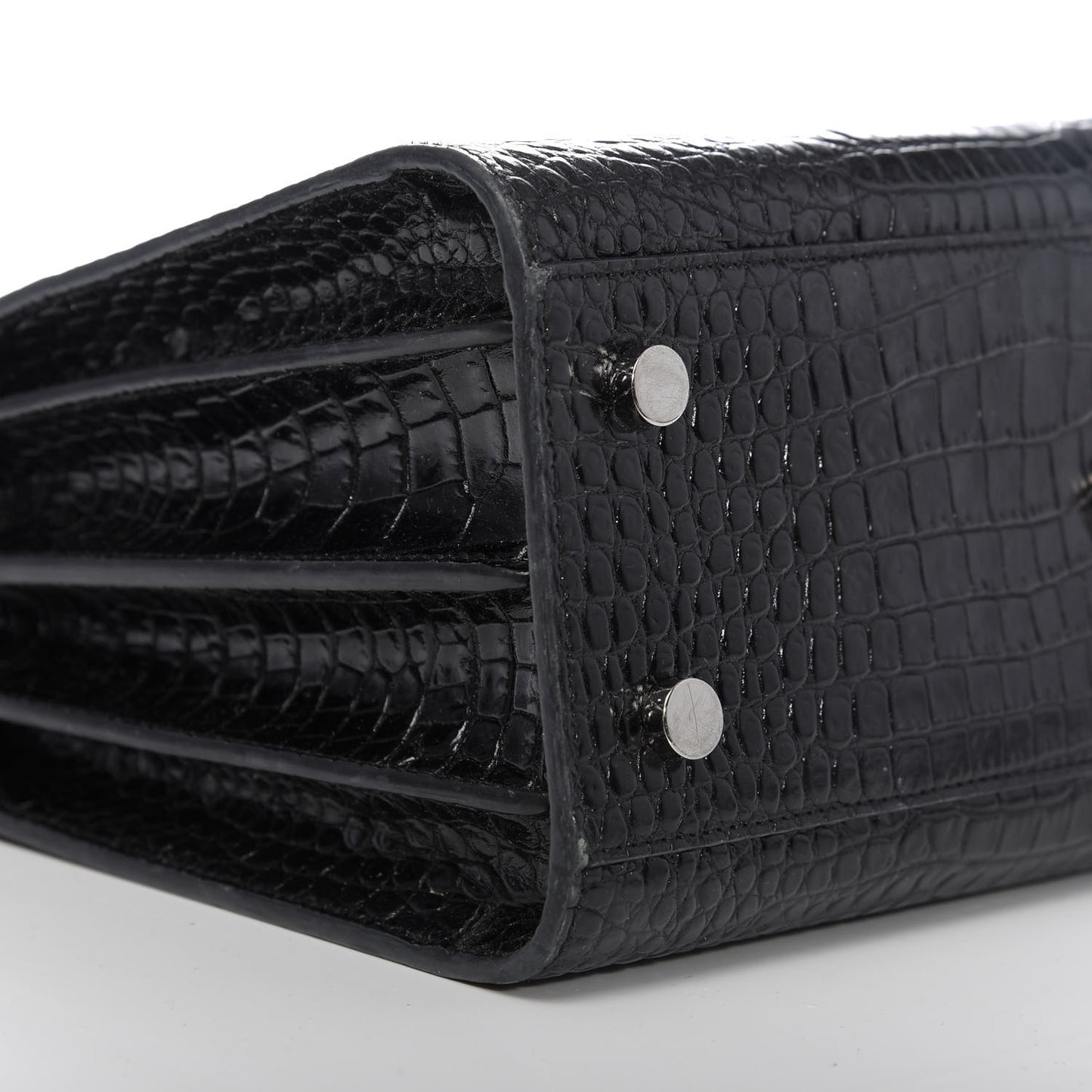 Calfskin Crocodile Embossed Baby Sac De Jour Black