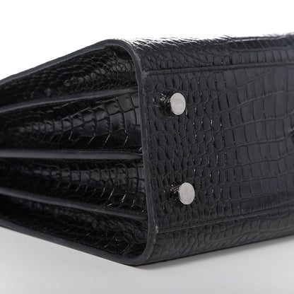 Saint Laurent Calfskin Crocodile Embossed Baby Sac De Jour Black 10 of 12