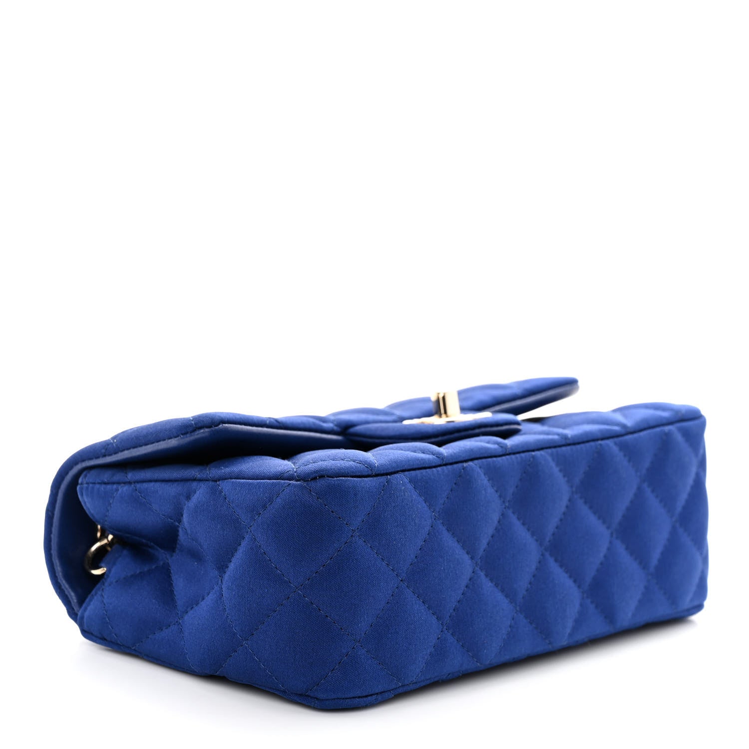 Chanel Satin Quilted Mini Rectangular Flap Blue 4 of 11