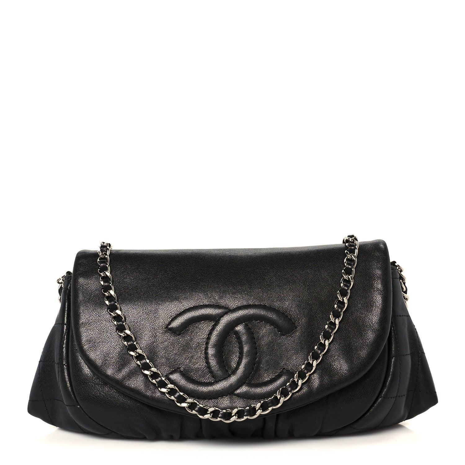 Chanel Lambskin Half Moon Wallet On Chain WOC Black 1 of 13