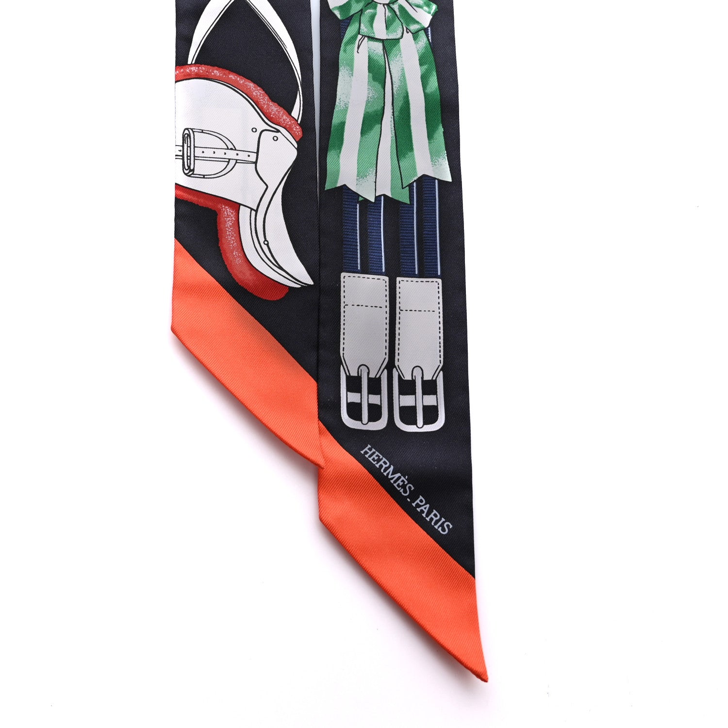 Hermes Silk Jumping Twilly Black Vert Rouge 2 of 4
