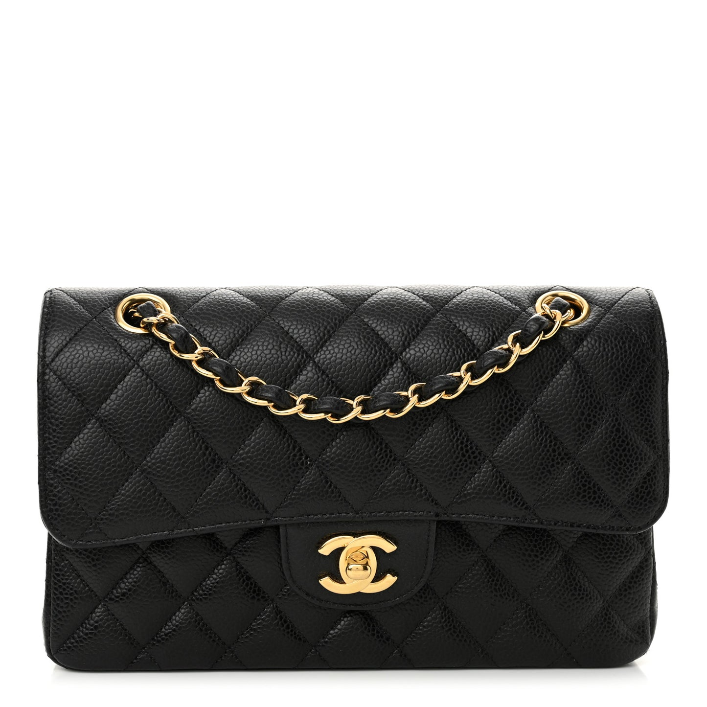 Caviar Quilted Small Double Flap Black