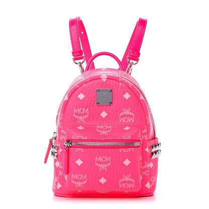 MCM Visetos Side Stud X-Mini Stark Bebe Boo Backpack Neon Pink 1 of 10