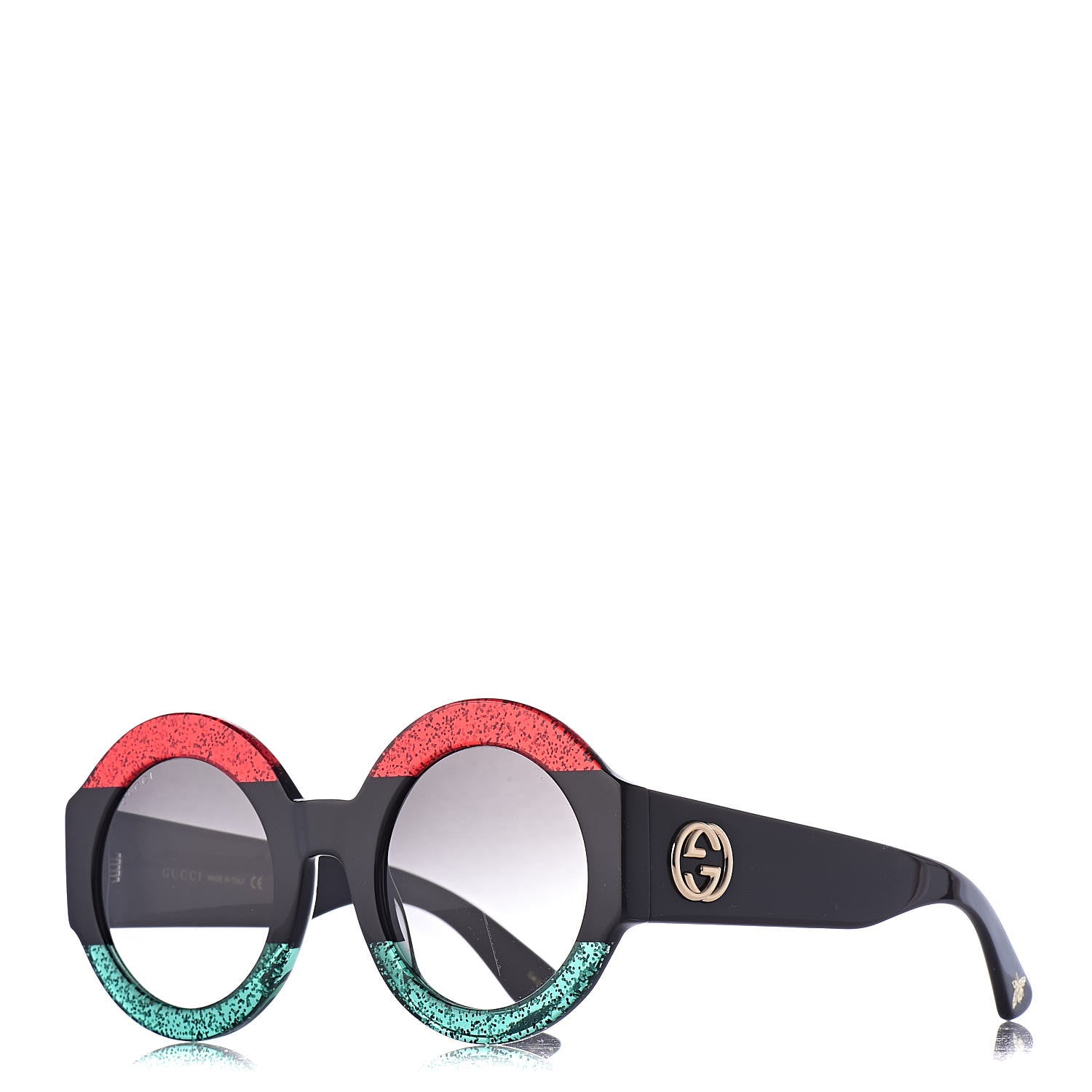 Gucci Acetate Round GG0084S Sunglasses Black Red Green 1 of 8