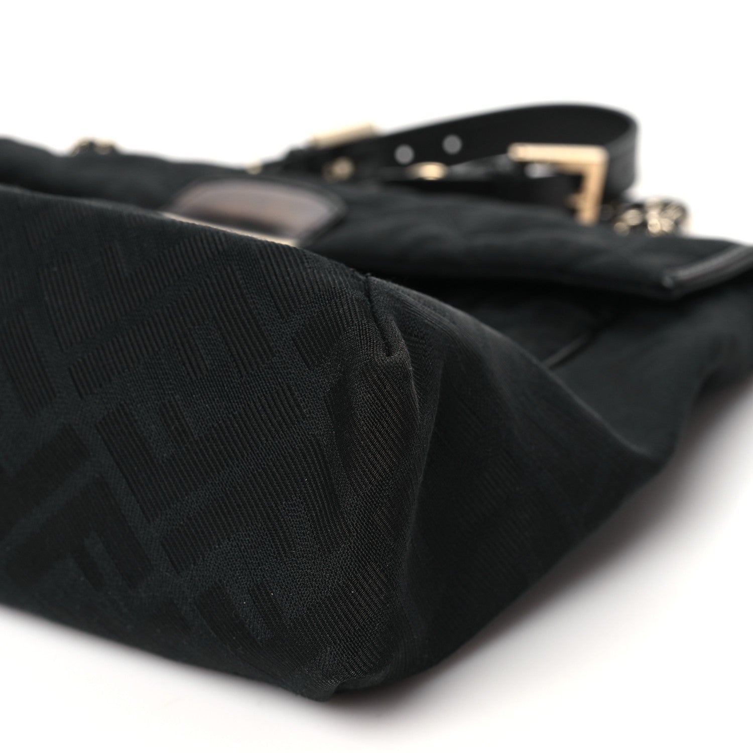Fendi Zucca Quilted Maxi Baguette Shoulder Bag Black 10 of 11