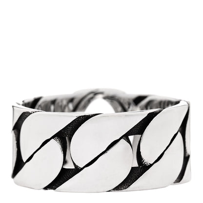Gucci Sterling Silver Interlocking G Chainlink Wide Band Ring 63 10.25 3 of 6