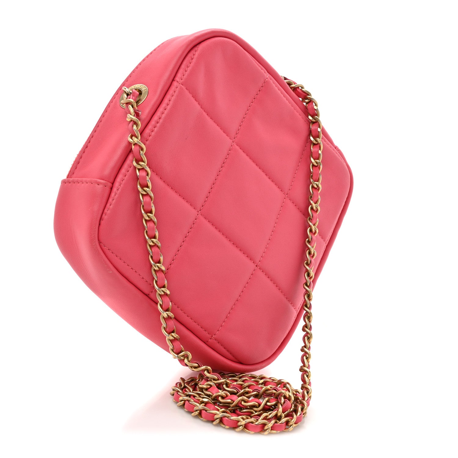Chanel Lambskin Quilted Diamond Clutch With Chain Pink 3 of 12