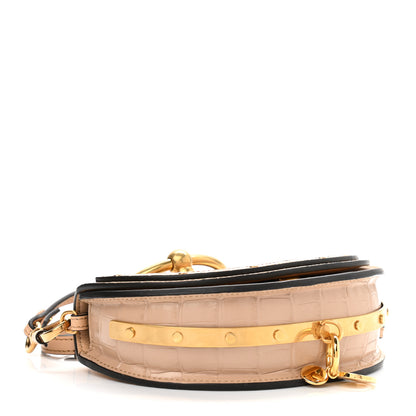 Chloe Calfskin Crocodile Embossed Small Nile Bracelet Minaudiere Bag Nut 4 of 11