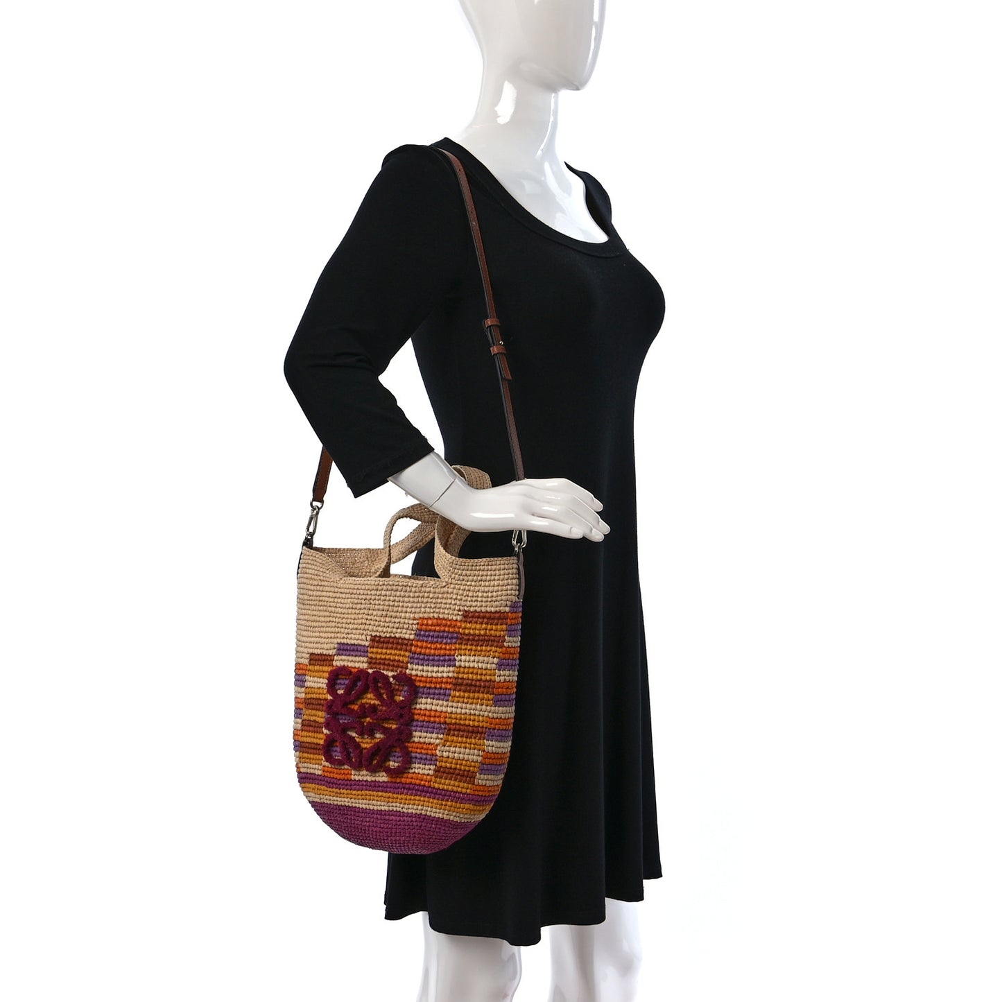 Raffia Paula's Ibiza Rainbow Slit Tote Bag Natural Multicolor