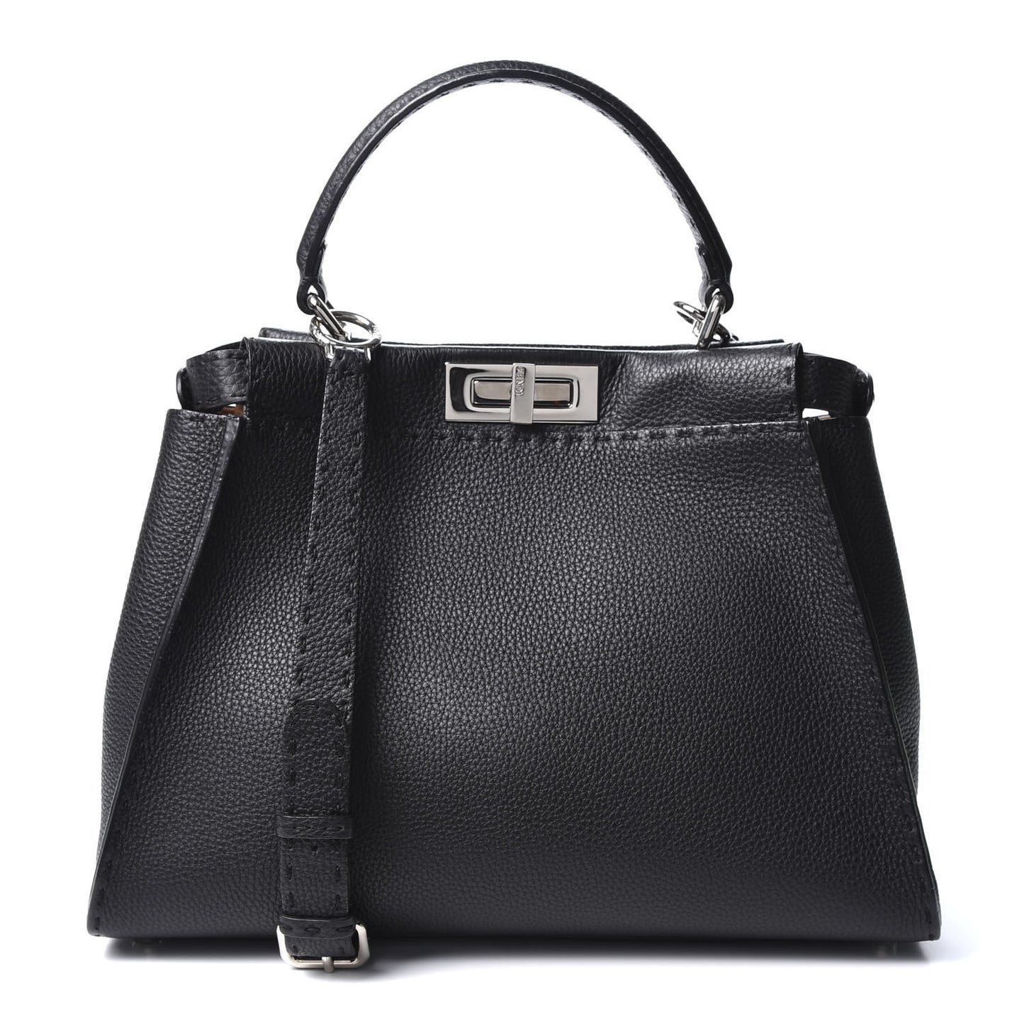 Cuoio Romano Selleria Bi-Color Medium Peekaboo Iconic Satchel Black Mou