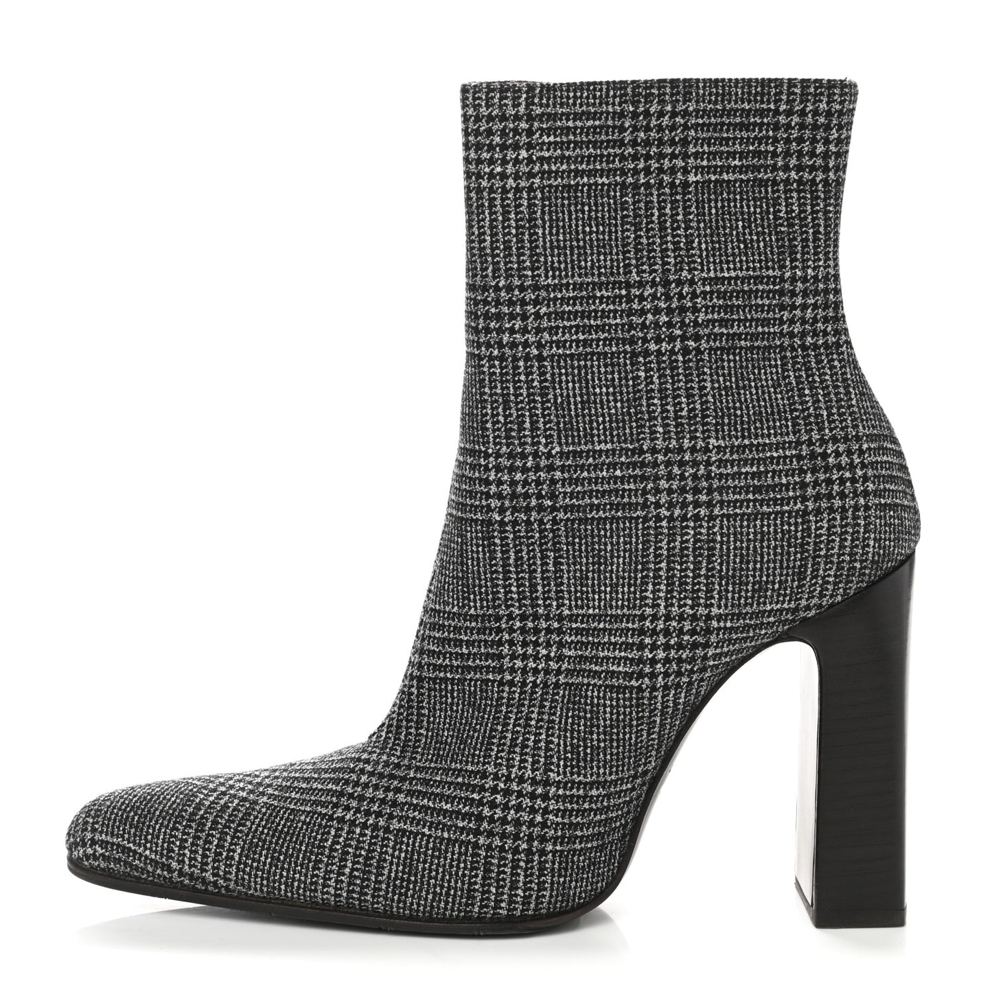 Wool Plaid Ankle Boots 39 Black