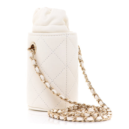 Chanel Lambskin Quilted Mini Bucket Bag With Chain White 2 of 6
