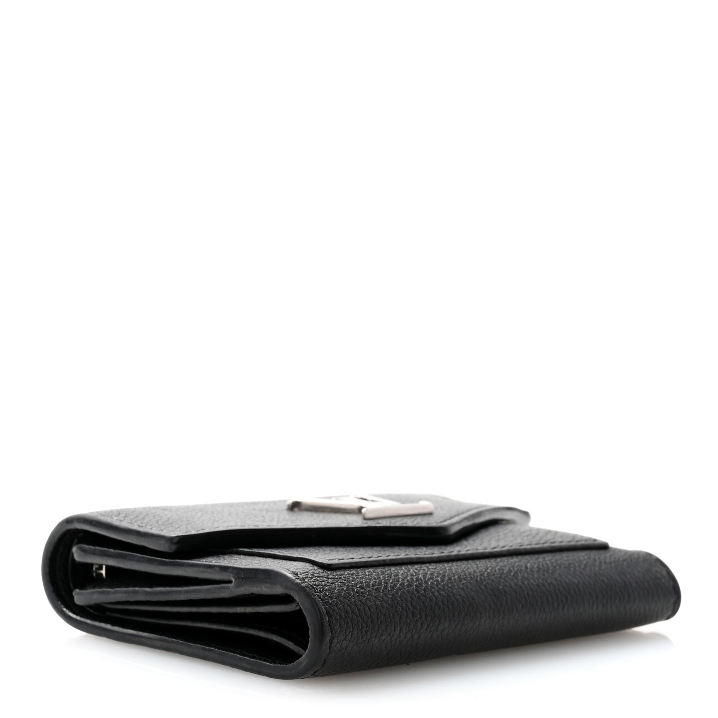 Soft Calfskin My Lockme Compact Wallet Black