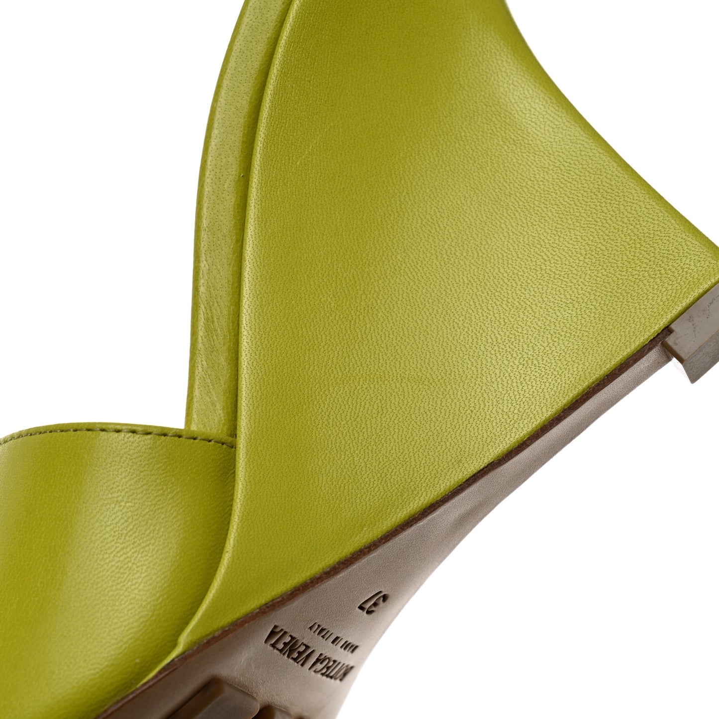 Lambskin Stretch Wedge 90mm Sandals 37 Kiwi