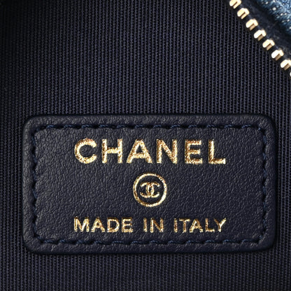 Chanel Denim Quilted Chanel 19 Round Clutch With Chain Blue 6 of 11