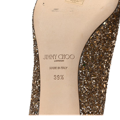 Jimmy Choo Coarse Glitter Fabric Pointy Toe Aza 40 Pumps 39.5 Antique Gold 6 of 7