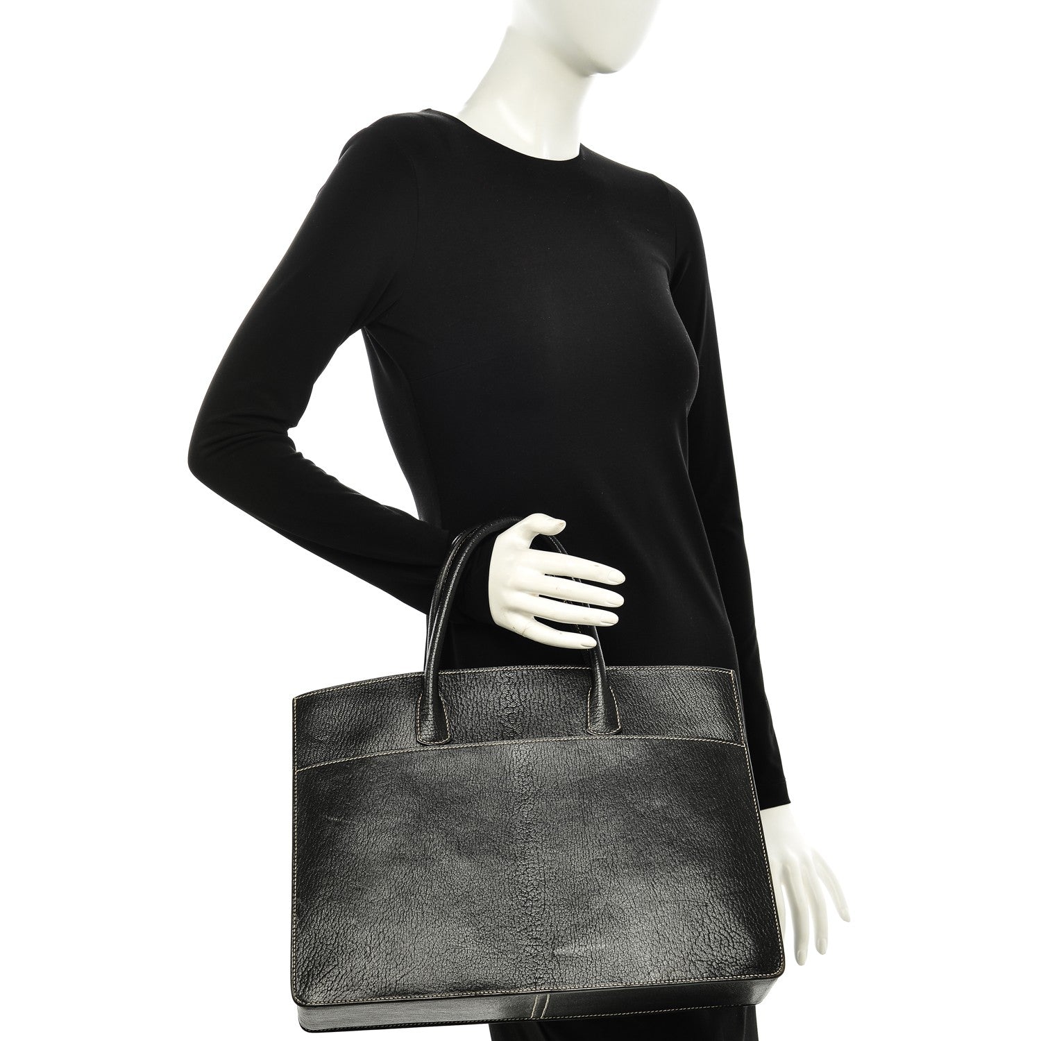 Hermes Chevre de Coromandel White Bus 40 Black 2 of 9