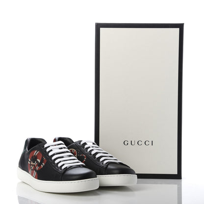 Gucci Calfskin Kingsnake Mens Ace Sneakers 9 Black Multicolor 9 of 9