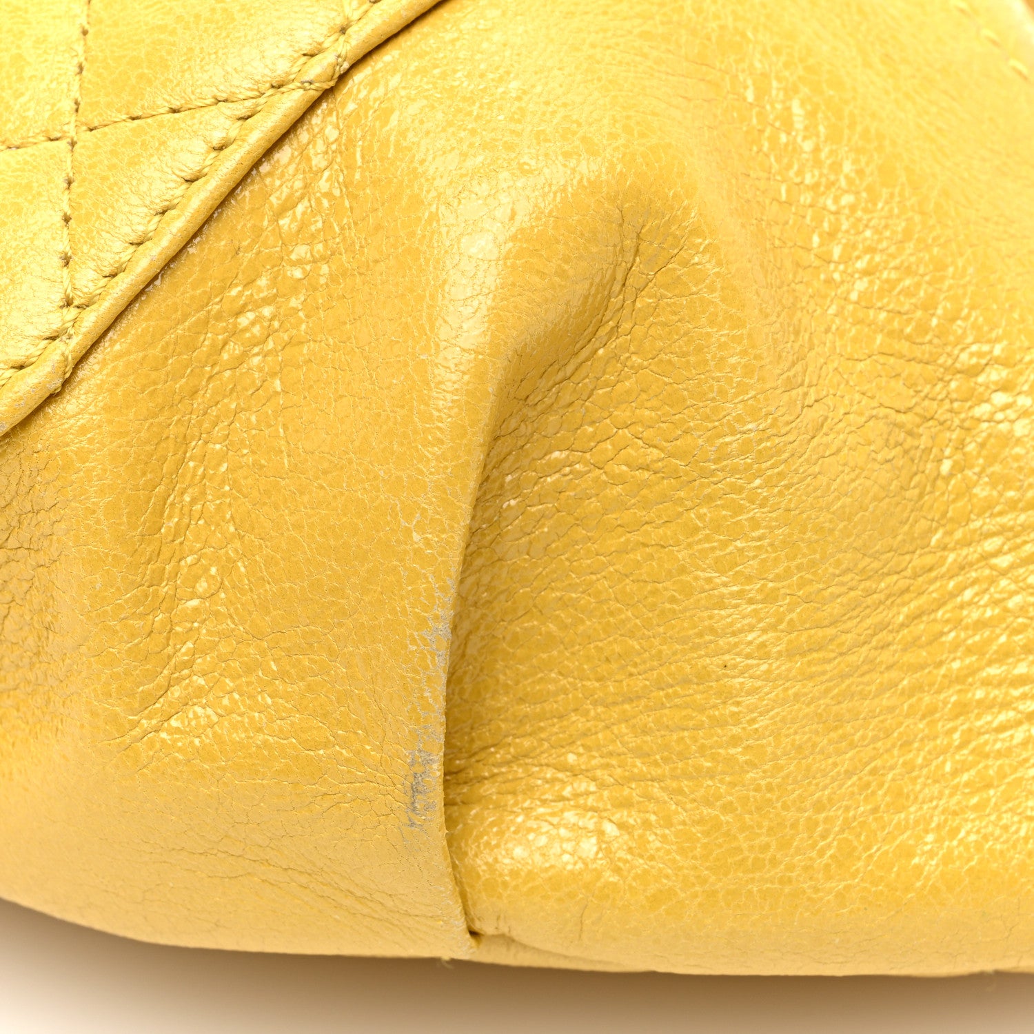 Chanel Crumpled Glazed Lambskin Quilted Waist Bag Fanny Pack Yellow 10 of 12