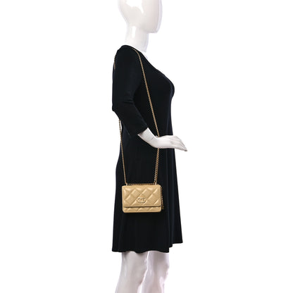Chanel Lambskin Enamel Quilted Pending Clutch With Chain Yellow 2 of 11