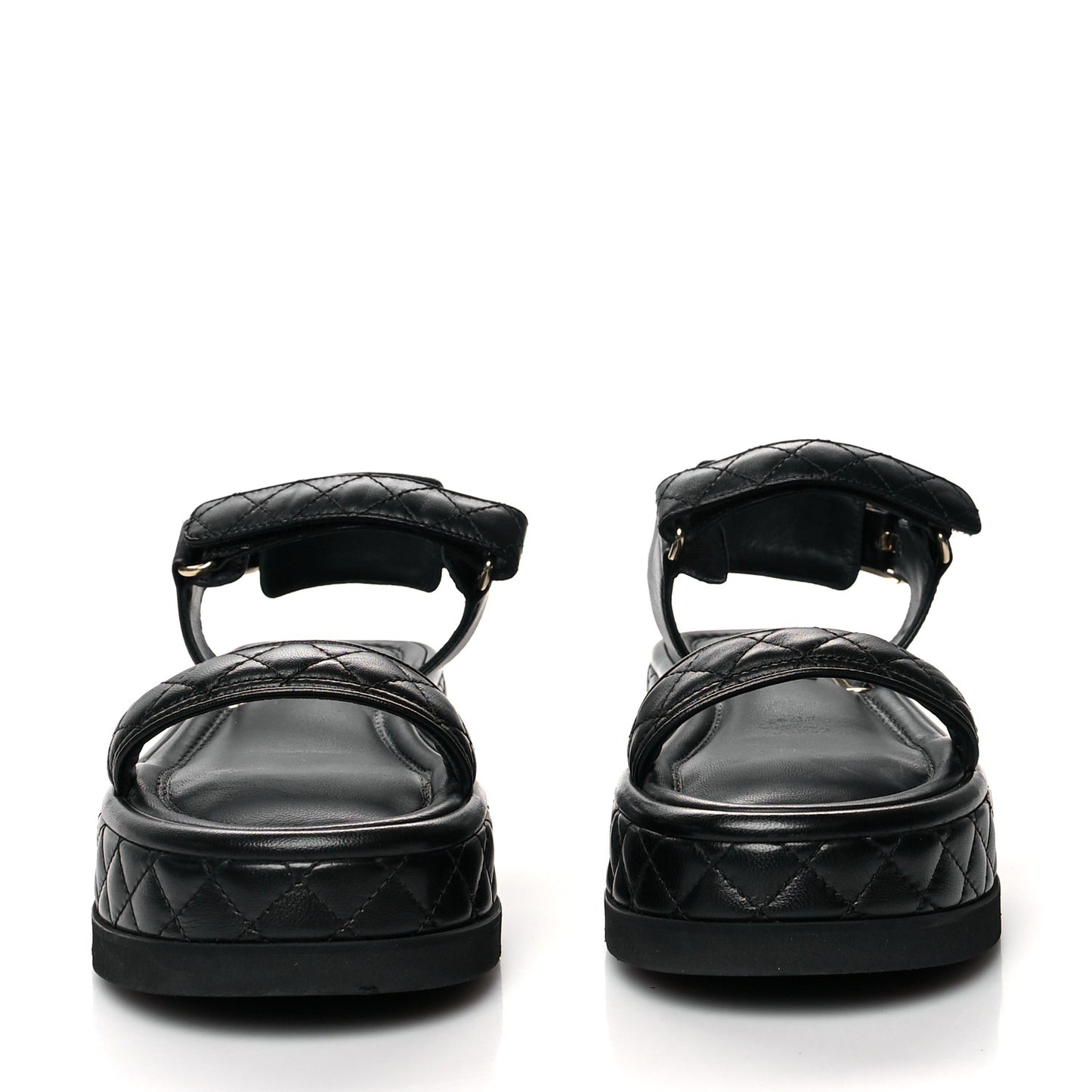 Lambskin Quilted Platform Sandals 38.5 Black