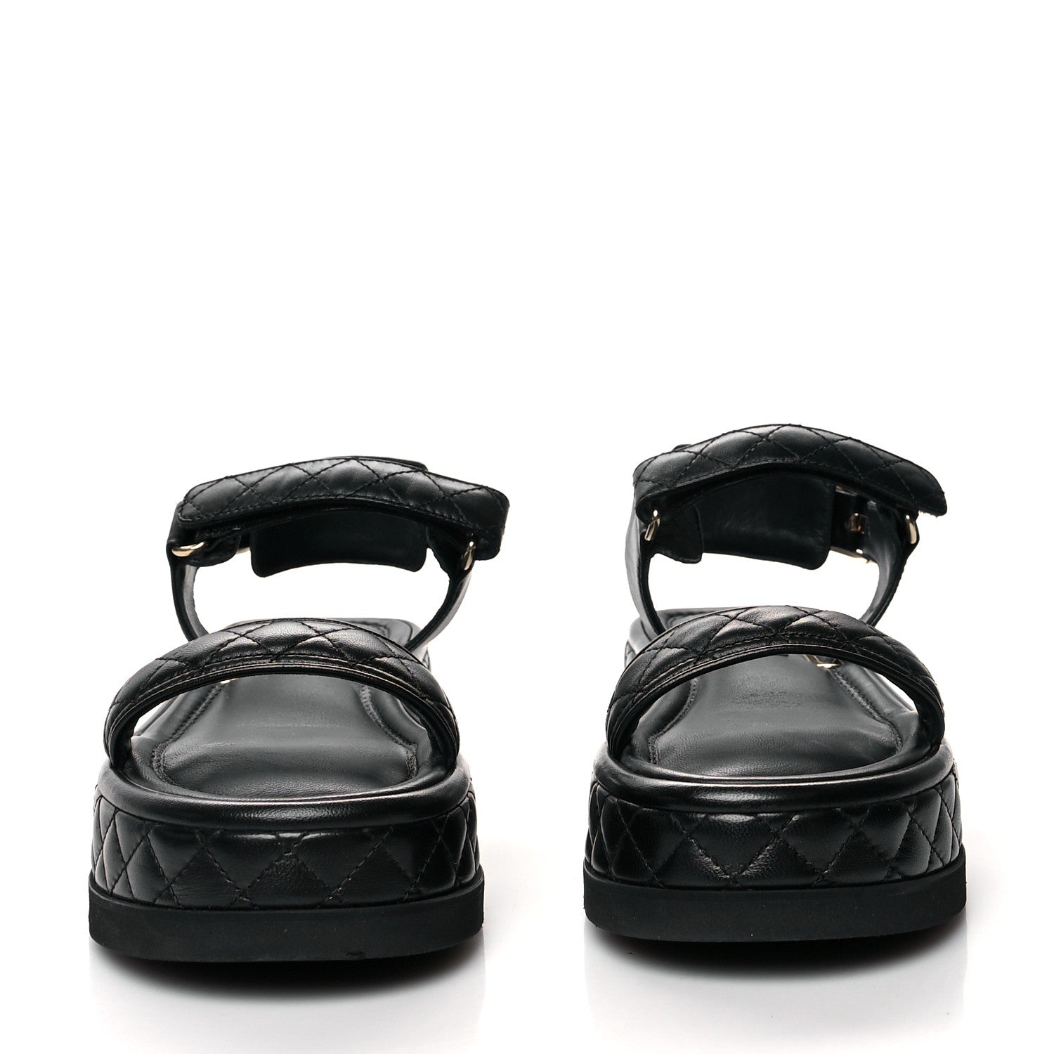 Chanel Lambskin Quilted Platform Sandals 38.5 Black 2 of 10