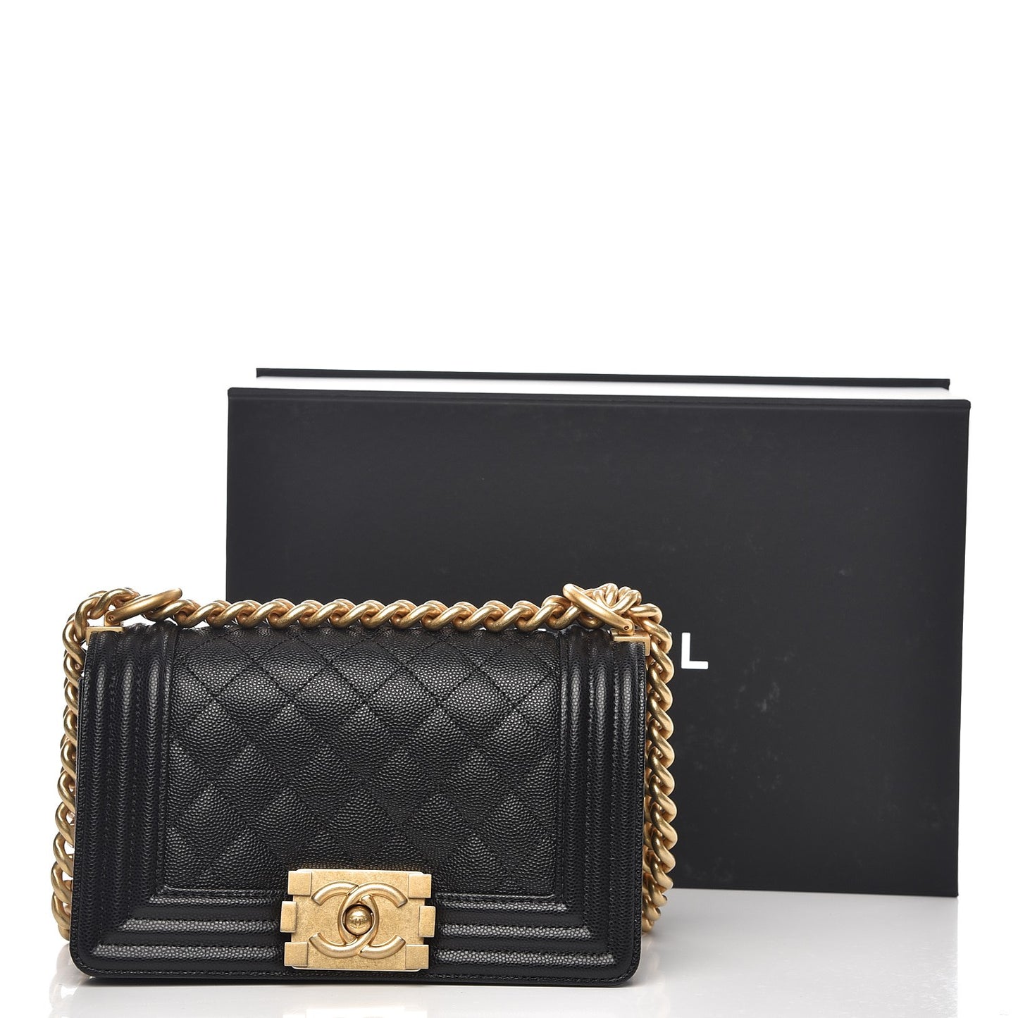 Caviar Quilted Small Boy Flap Black