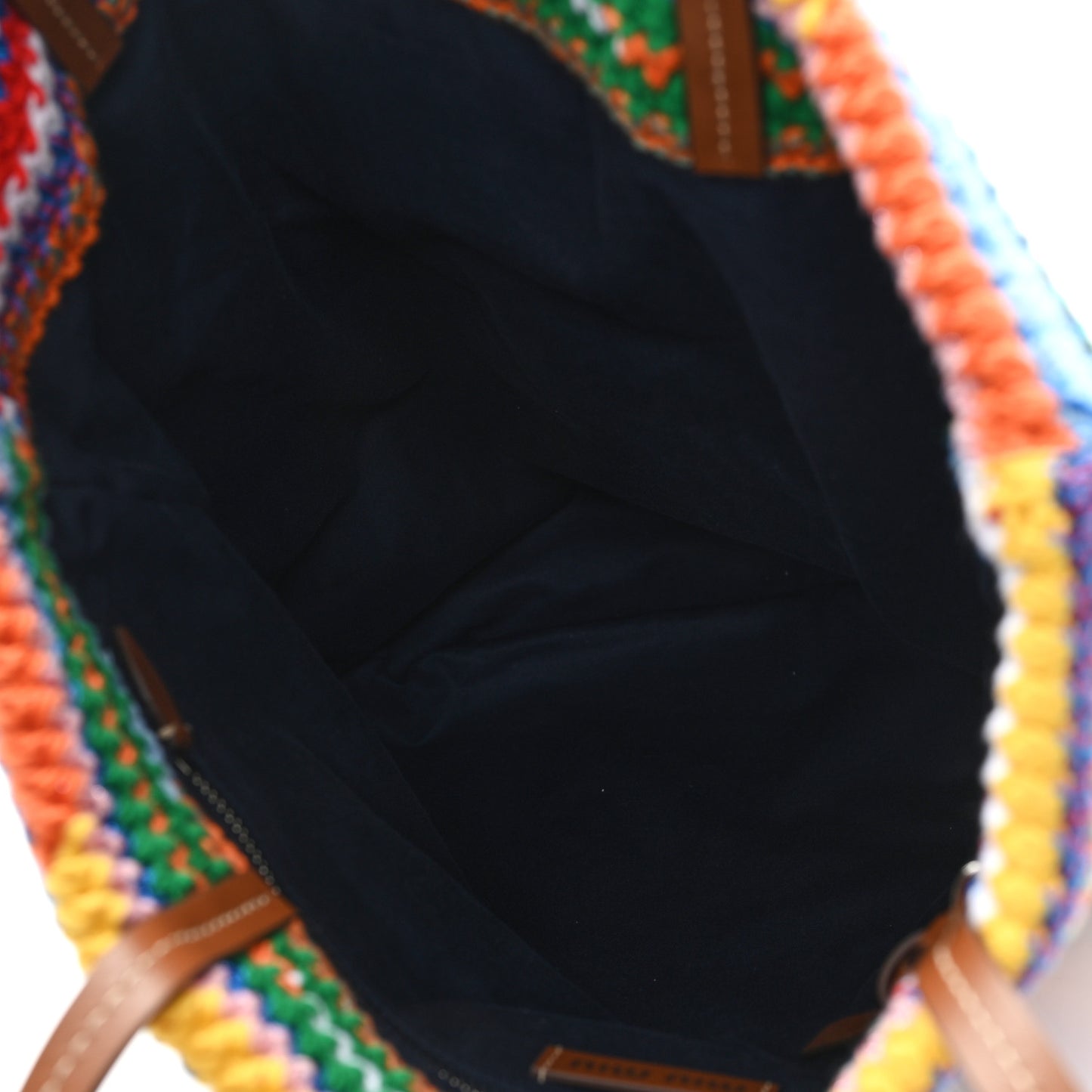 Cotton Crochet Stripe Vertical Tote Bag Multicolor